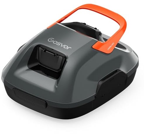Gosvor Poolroboter, Akku Poolsauger mit 90 Min. Reinigungszeit, Einfach zu Bedienen, Selbstparkfunktion, Poolsauger Bodensauger Ideal für 80 ㎡ Oberirdische Pools, Grau-Orange