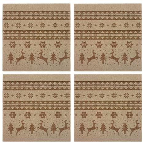 Oblique Unique Filzuntersetzer Rechteckig 10 cm 4er Pack - Getränke Untersetzer als Tisch Dekoration für Weihnachten UVM. - robust und hochwertig (Beige)