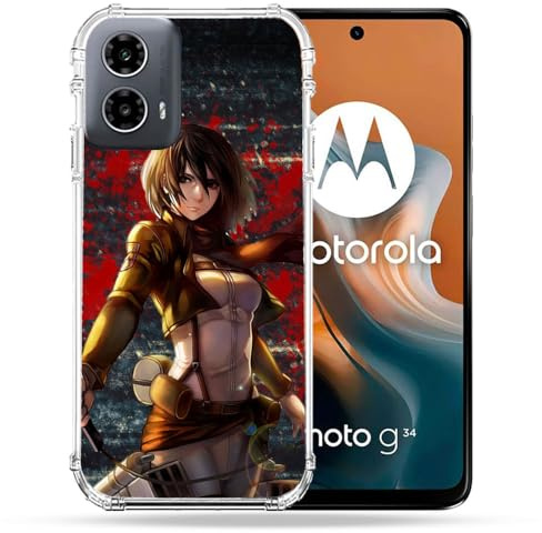 Cokitec Coque Renforcée pour Motorola G34 5G Manga Attaque Titans Mikasa
