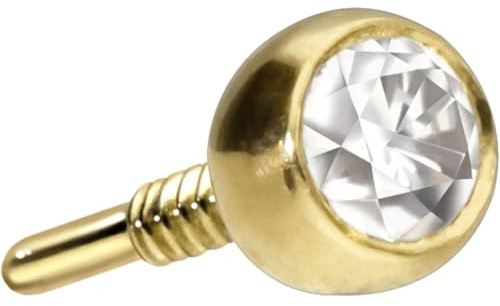 PIERCINGLINE Gold Ohr-Piercing Schraubkugel mit Gewinde OHNE Labret Stecker MOISSANIT