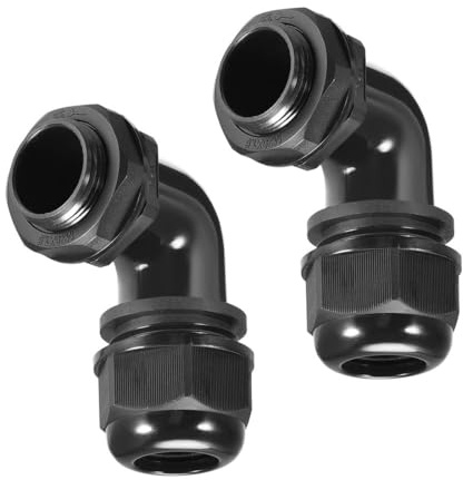 Unifizz 2 Pcs M25 Cable Gland, 90 Degree Adjustable 8-14mm Bend Protection, Nylon Cord Connector with Locknut and Gasket