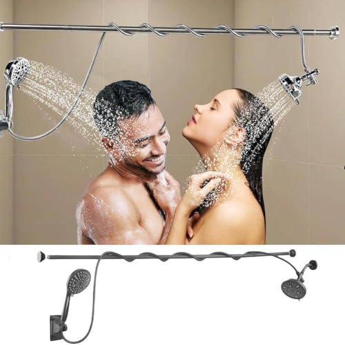 Cabezal de ducha doble para parejas, cabezales de ducha dobles de alta presión para dos personas, sistema de cabezal de ducha en tándem ajustable de alta presión con 3 ajustes de flujo para baño de 2