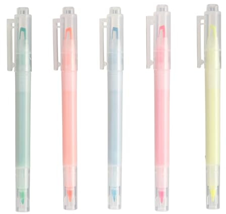 MUJI 無印良品 Twin Textmarker - 5er Set (Orange, Pink, Grün, Blau, Gelb)