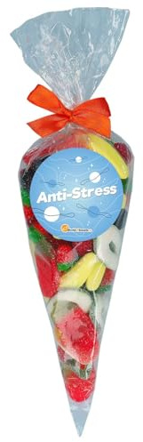 World of Sweets Anti-Stress Süßigkeiten Spitztüte 400g – bunte Fruchtgummi-Schaumzucker-Mischung – Geschenkidee, Mitbringsel & kleine Aufmerksamkeit zur Entspannung