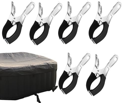 Zwpontia 6 pieces Swimming Pool Cover Fastenin Clips,12 * 6.5 * 2cm Stainless Steel Pool Cover Pegs Clips,Secure and Portable Anti-scratch Duvet Clamps,For Sun Loungers Pool Covers