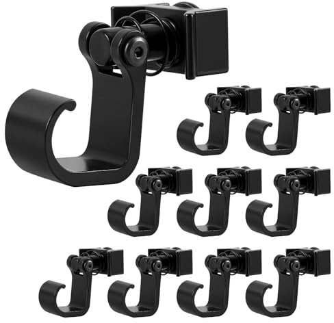 Jaxguom Airlineschiene Fitting 10 Stück, Airlineschiene Zubehör Haken Maximale Tragfähigkeit 45kg,Schwarz Eloxiert,Aluminium,Einfachendbeschlag für Zurrschienen