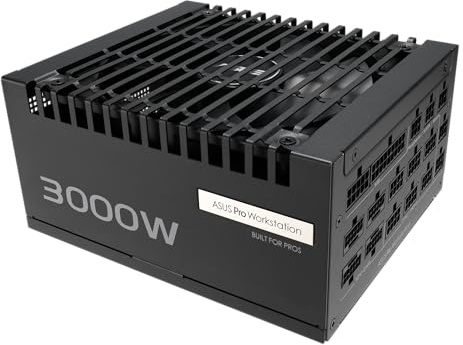 ASUS Pro WS 3000W Platinum Workstation Netzteil | 3000 Watt, bis 4x GeForce RTX 5090 Grafikkarten, ATX 3.1, PCIe 5.1 mit 12V-2x6-Anschlüssen, 80 PLUS Platin zertifiziert