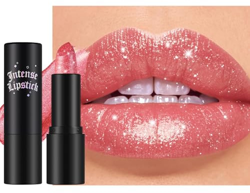 Vawolecy Metallic Glanz Glitzer Lippenstift, Diamant Schimmer Kühner Glow Gothic Lippenstift, Glitzernder Lipgloss für Frauen und Mädchen