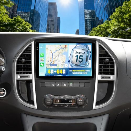 CAMECHO 4G+64G Android 15 Autoradio für Mercedes Benz Vito 3 W447 (2014-2020) mit Navi Carplay Android Auto, Doppel Din Autoradio mit 10 Zoll Bildschirm Bluetooth5.0 RDS/FM MirrorLink+Rückfahrkamera