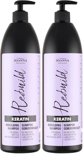 Joanna Professional Keratin Shampoo - für brüchiges Haar - innovativer Komplex mit Wirkstoffen für aktiven Haarwuchs - professionelles Keratin-Produkt gegen Haarausfall & Haarbruch - 1000 ml