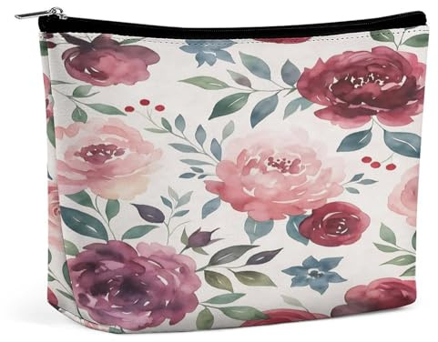 Vintage Kosmetiktasche mit Blumenmuster für Damen, große Kapazität, tragbarer Reise-Kulturbeutel, Organizer für Accessoires