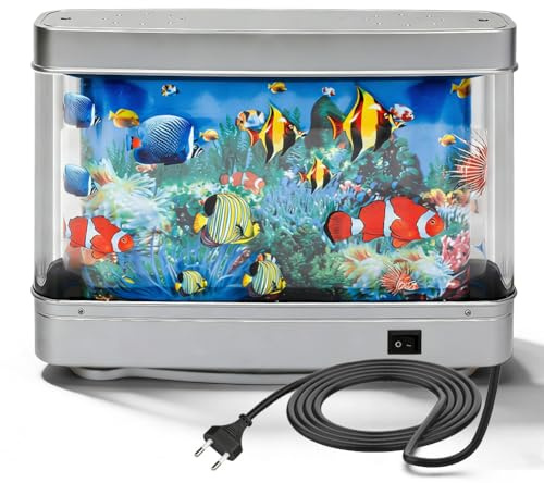 LED Akvarium, Akvarium För Barn, Konstgjord Akvarium Nattljus, Tropiska Fiskar Falsk Dynamisk Virtuell Ocean Simulering med EU-kontakt