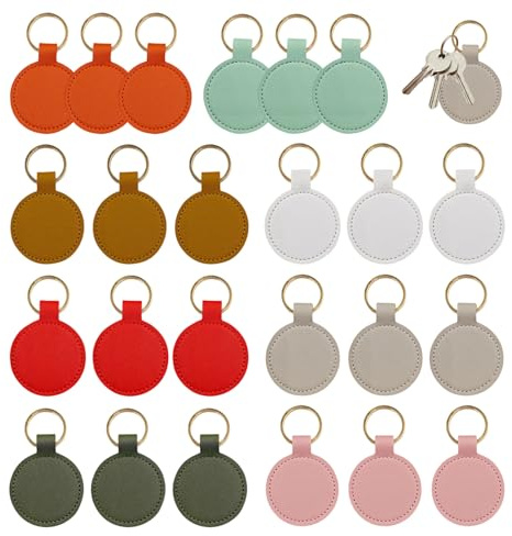 24er-Pack Schlüsselanhänger Rohling Rohlinge, Gravierbare PU-Leder, Personalisierbar Doppelseitig, Lasergravur Rohlinge zum Gravieren