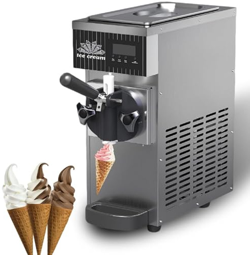 Cashwise Machine à Glace à l'italienne de comptoir, 4-8 kg/h, Machine à Glace Professionnelle, avec écran LCD, pour Une Glace à l'italienne et Une crème glacée onctueuse. 450W-Silver