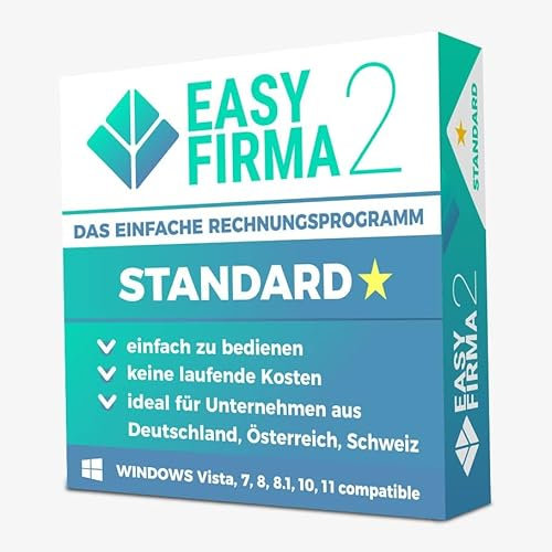 EasyFirma Rechnungssoftware mit E-Rechnung Modul, Digitale Buchhaltung (EasyFirma 2 Standard, PC)
