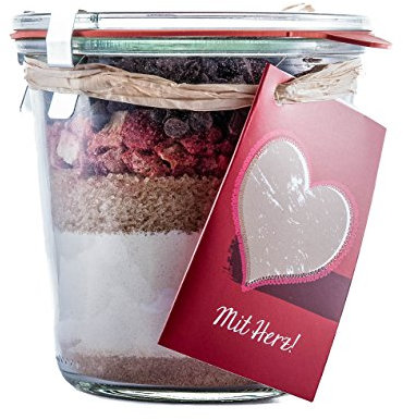 Löbke Hof Backmischung Erdbeer-Schoko Kuchen Mit Herz 580ml Sturz-Weckglas