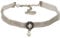 Alpenflüstern Trachten-Samt-Kropfband Helena - nostalgische Trachtenkette enganliegend, Kropfkette elastisch, Damen-Trachtenschmuck, Samtkropfband schmal grau DHK266