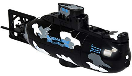 Mini RC Submarine Remote Control Boat Ship Model 3.7V Electronic Water Toy Waterproof Diving for Swimming Pool Fish Tank Kids (Black)