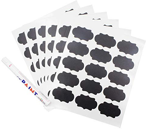 Tafel Aufkleber, 6 Blatt Beschriften Kreide-Etiketten, Wasserdichte Etiketten Selbstklebend, Für Vorratsdosen Oder Jar