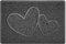 Nicoman Double Heart Embossed Shape Door Mat Dirt Trapper PVC Spaghetti Mat Washable Quick Drying Barrier Doormat-Dark Grey (Drainage Open-Back)-Small (60x40cm)