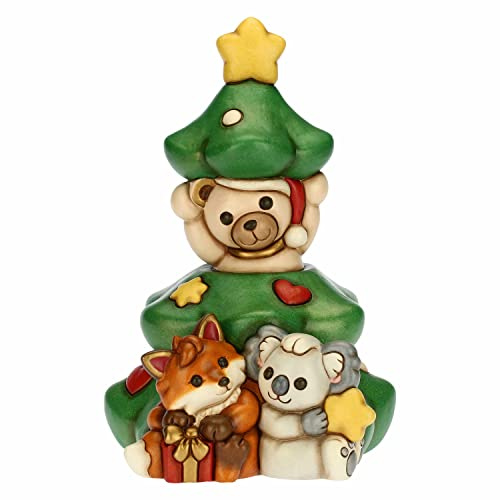 Thun - Totem Albero Amici del Natale - Ceramica - Linea Natale - Living, Arredare la Casa - 20,7x23x32,5 cm h