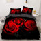 Luowei Rosen Bettwäsche 135x200cm 4 Teilig Rot Blüten Blumenmuster Bettbezug Set für Einzelbett Weiche Microfaser Bettbezug mit Reißverschluss und 2 Kissenbezüge 80 x 80 cm