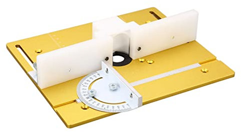 Shank Router Bit Set, Solid Aluminum Alloy Router Table Insert Plate, Multi Function Wear Resistant Plate Router Lift, Easy Installation, Metal Router Lift System Kit(Gold)