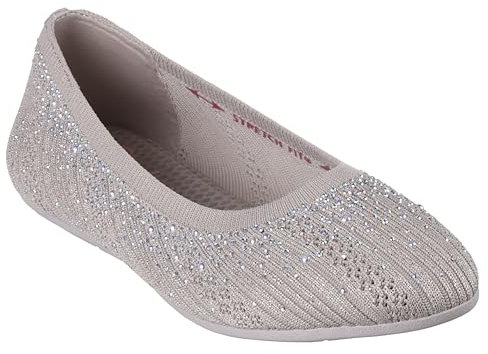 Skechers Women's Cleo 2.0-Glitzy Daze Ballet Flat, Grey Taupe, 41 EU