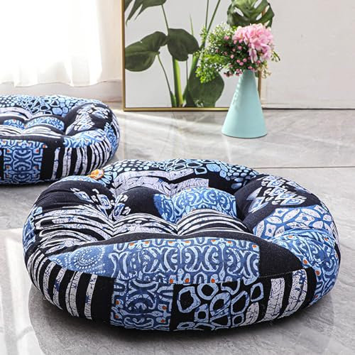 Böhmischer Bodenkissen,Bodenkissen Rund,Sitzkissen Boden,Atmungsaktiv Leinen Komfortable Bodenkissen Sitzauflagen,Meditationskissen,Yogakissen für Wohnzimmer,Sofa,Schlafzimmer(Color:K,Size:)