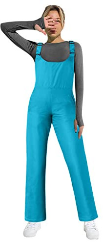 TDEOK Tuta da gioco casual da donna, pantaloni impermeabili, salopette da sci, neve, antivento, da snowboard, Blu, M