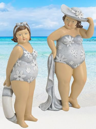 Pommerntraum ®| 2-ER Set mollige Maritime Badenixen üppige Nanas Ladies Dekorationsfiguren Sammlerfiguren (2-er Set)