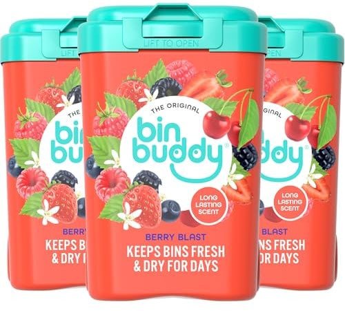 Bin Buddy Berry Bin Freshener Powder 450g, Pack of 3 - Leaves Your Bin Smelling Great – Suitable for Indoor Kitchen, Bathroom, Food Waste Bins and Outdoor Wheelie Bins
