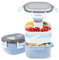 Wohntec Salatbehälter Bento Box, 1600 ML Salatbox für Erwachsene Kinder mit Kühlakku, Göffel und Dressingbehälter, 4 Fächern Lunchbox, Auslaufsicher Brotdose für Schule Büro Picknick, Blau