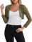 fuinloth Bolero Encaje Mujer Shrug Elegante para Fiestas Bodas Verano Toreras Verde Militar M 38-40