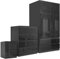 Blisswood 3 Piece Bedroom Furniture Set, High Gloss 2 Door 2 Drawers Wardrobe 4 Storage Drawer Chest Of Drawers, 2 Drawer Bedside Table Bedroom Furniture Storage Sets, Black
