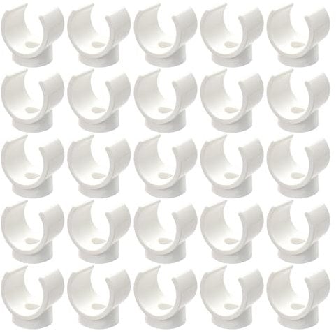 25 fascette per tubi dell'acqua, fascette per tubi in plastica, fascette di fissaggio per tubi, fascette a forma di U, supporti per tubi, accessori per tubi (bianco)