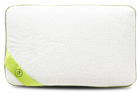 SAMPUR - Oreiller Fantasio | Mousse à mémoire de Forme Microperforée & Ventilée | Housse hypoallergénique et Lavable | Maintien Optimal de la Nuque (Bandeau Vert, 40x70 cm)
