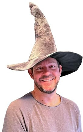 Großer Gandalf Hobbit Zaubererhut mit gebogener Spitze Grau Hexenhut Merlin Magier Hexe Hexer Zauberer Hut