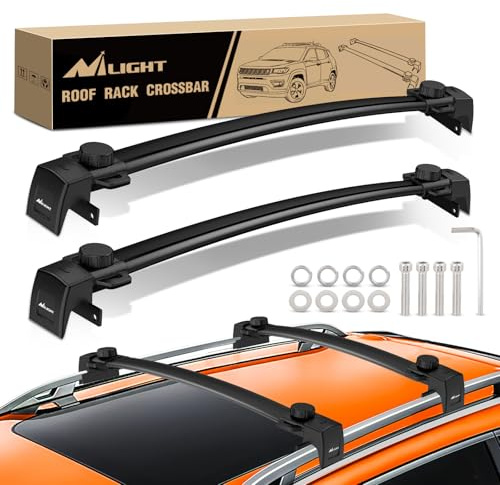 Dachträger-Querleisten von Nilight passend für Jeep Compass MP 2017-2021 mit erhabenen und flachen Schienen mit Fixpunkten, verstellbare Aluminium-Autoquerleisten für Ladeträger, Kofferbox, Kajak