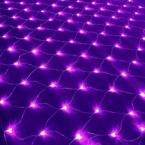 SUAVER LED Christmas Net Lights, Battery Operated Net String Lights Waterproof Mesh Curtain Lights 8 Modes Fairy Light for Christmas Tree Bush Garden Backyard Décor (Purple, 3x2m 192LED)