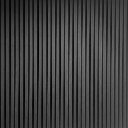 Real Wood Acoustic Slatted Wall Panels – Easy Install, Sound-Dampening, 240cm x 240cm Coverage (Charcoal Black)