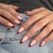 Almond Press On Nails Short - Red French Tip False Nails Nude Based - Stiletto Glossy Removable Fake Nails With Glue - Full Cover Acrylic Stick On nails For Women Girls Nail Art Gifts Accessories