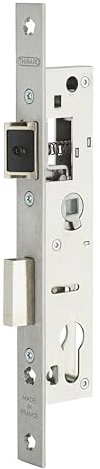 Boitier de Serrure Encastrable, Cylindre pour Porte Métallique, Axe 21 mm, Entraxe 92 mm, Bouts Carrés, Sécurité Optimale, Installation Facile, Demi-Tour Réversible, Acier Inoxydable, THIRARD