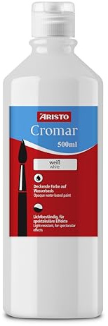 Aristo Acrylfarbe Cromar (Flüssigmalfarbe auf Wasserbasis, Inhalt: 500 ml) weiß
