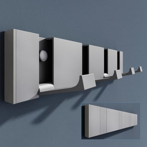 doporro Patère Murale Porte Manteau Mural de 4 Crochets Rétractables Gris | sans Perçage, pour Entrée Cuisine Salle de Bain, Wandgarderobe01