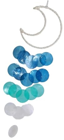 LAIOUSN Handgefertigtes Windspiel mit Muscheln, ideal für Eingangsbereich, Veranda, Balkon, zum Aufhängen im Freien, Muscheln, Dekoration, Handwerk, leicht, zum Aufhängen