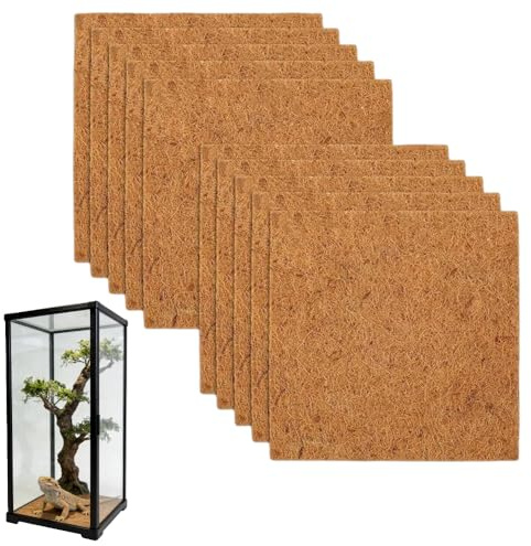 Laoha 10-Pack Reptile Carpet Liners, 12 x 12 Inch Natural Coconut Fiber Mats for Reptile Tanks, Terrariums– Substrate Bedding for Bearded Dragons, Tortoises, Lizards, Snakes, Turtles & Leopard Geckos