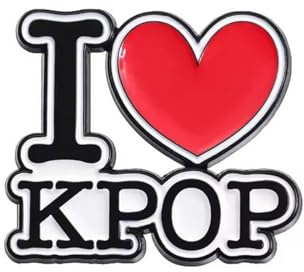 Distrigeek Anstecker I Love K-Pop, Metall, Emaille, Anstecknadel, Anstecknadel, Anstecknadel, Anstecknadel, Anstecknadel für Damen oder Herren, K-Pop Korea-Musikband, rot und weiß, Geschenkidee