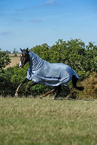 Bucas Buzz-off, Full Neck, Fliegendecke, Silber/Blau, Rückenlänge 125 cm