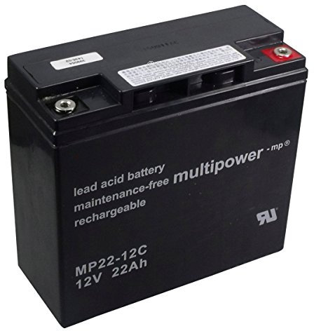 Blei-Gel Akku Multipower MP22-12C PB AGM für Alber E-Fix 26 Invacare SX-3 ATM Dasher 9 Quad 1000W Panthera 48V Xupai 6-DZM-20 Wolf AW17AN Robomow RL-55x RL-85x RL-1000 City 120 iMow MI 555C RL2000